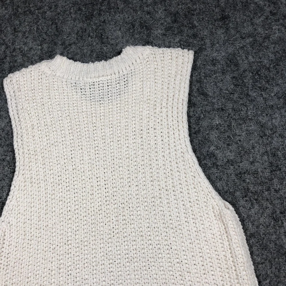 Abercrombie & Fitch Sweater Vest Womens M White Chunky Knit Sleeveless Cozy